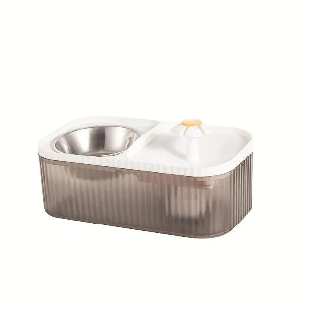 Fonte automática de água e alimentador elevado de inox para gatos internos