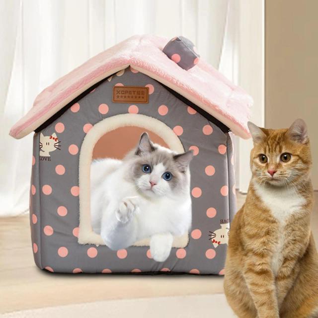 Cama Semi Fechada Lavável para Gatos - Casinha Aconchegante com Design Removível para Descanso Ideal