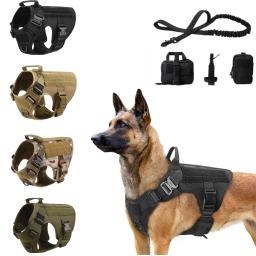 Conjunto de arnês e trela militar para cães grandes, pet, pastor alemão, colete de treinamento, malinois, tático, acessórios, K9 - Image 1