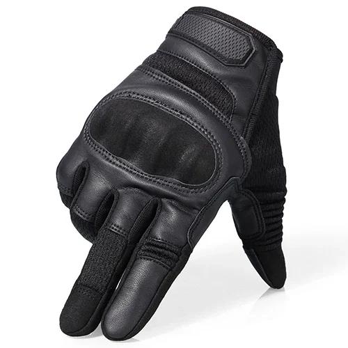 Luvas táticas de dedo completo couro pu airsoft combate paintball caça trabalho bicicleta tela sensível ao toque anti-skid equipamentos de proteção masculino - Image 1