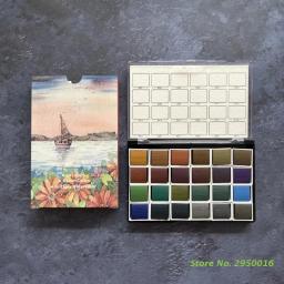 24 cores metálico aquarela tintas artista profissional conjunto de arte para iniciante pintura em papel madeiras tecido diy arte do prego - Image 3