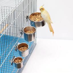 Papagaio tigela de alimentação com braçadeira titular, aço inoxidável Pet Birds Food Dish, gaiola acessórios, bebendo alimentador, 1pc - Image 4