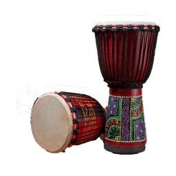 Tambor De Madeira Africano com Logotipo Personalizado, Tambor Djembe Maior, Tambor De Pele De Carneiro Alpino, Cor De Rosto e Pintura, 8 pol - Image 1