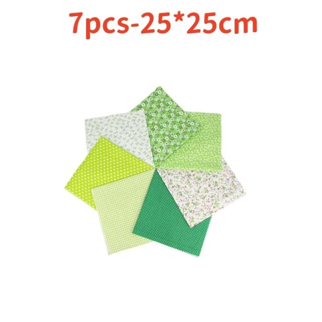 Conjunto de Pano Impresso de Algodão para Patchwork e Quilt, 7 Peças 24x25cm, Costura Artesanal e DIY