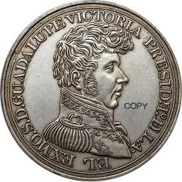 Banhado a Prata Cópia Moeda Comemorativa, Moedas Colecionáveis, Presidente do México, Medalha Guadalupe Victoria, Ww2, Moneda, 1824 - Image 5
