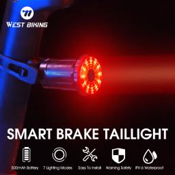 Luz traseira de bicicleta inteligente, Detecção de freio automático, MTB Road Bike, Lanterna LED à prova d'água, Lâmpada de carregamento USB - Image 1