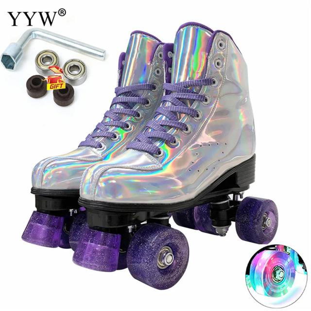 Patins Profissionais para Adultos Brush Street: Sapatos de Patinação Esportiva com 4 Rodas Duplas para Uso ao Ar Livre