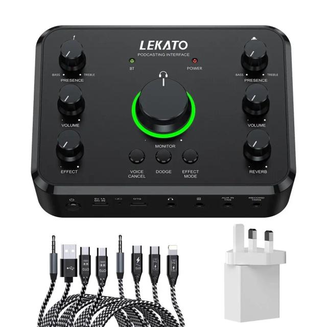 Interface de Áudio Recarregável USB para Gravação de Live Streaming, Guitarras e Podcasts