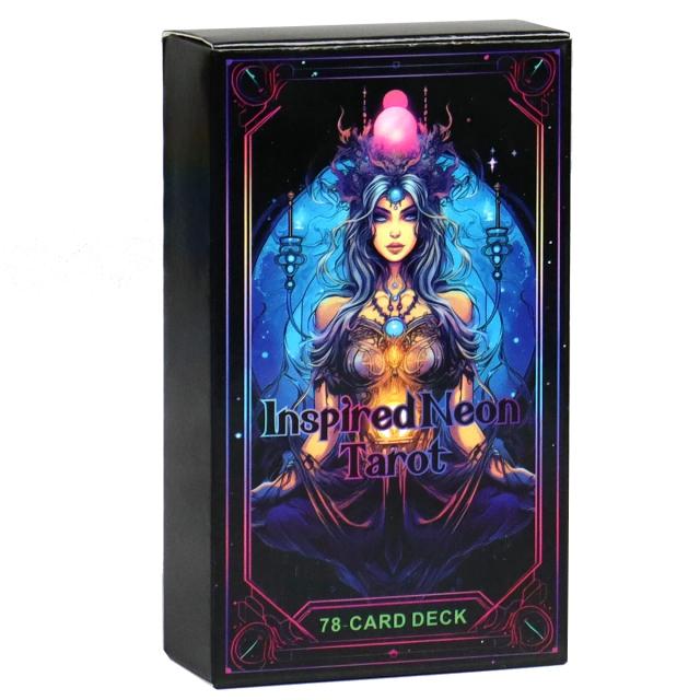 Baralho de Tarot Neon Inspirado para Jogos de Adivinhação e Entretenimento Adulto - 78 Cartões de 10x6cm para Festas e Lazer