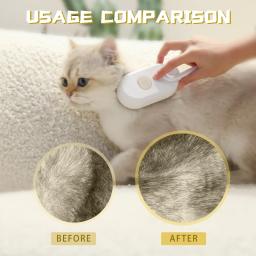 Escova de vapor elétrica para animais de estimação, removedor de pêlos felino, cabelos emaranhados e soltos, higiene pessoal, massagem pet - Image 3