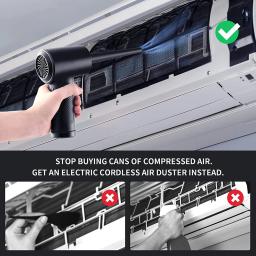 Recarregável sem fio Air Duster, USB Compressed Air Blower, Poeira soprando arma para PC portátil, Limpeza do teclado do carro, 51000 RPM - Image 6