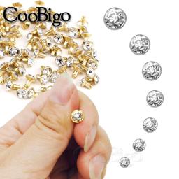 100 conjuntos de cristal strass guarnição tampa dupla rebites diamante studs diy artesanato roupas saco sapatos picos couro broca vidro prego - Image 1