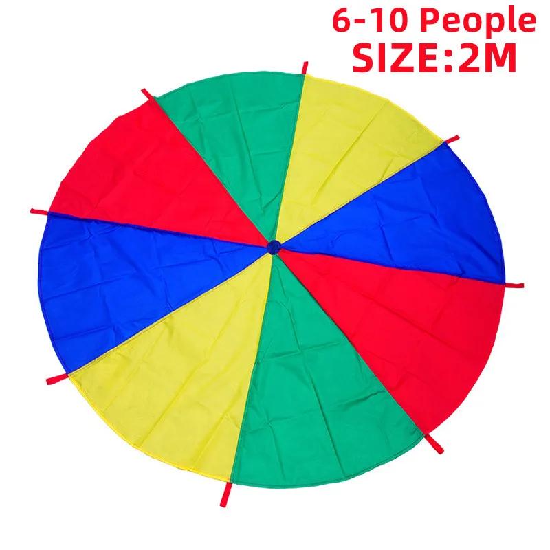 2m/6m diâmetro crianças ao ar livre trabalho em equipe jogo prop arco-íris paraquedas brinquedos salto saco salto jogar esteira escola atividade puzzle jogo - Image 1