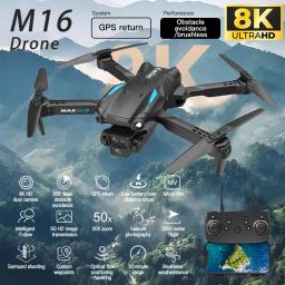 Novo drone m16 8k profissional hd câmera dupla 5g wifi 4 eixos fotografia sem escova dobrável quadcopter rc distância 1.2km dron brinquedo - Image 1