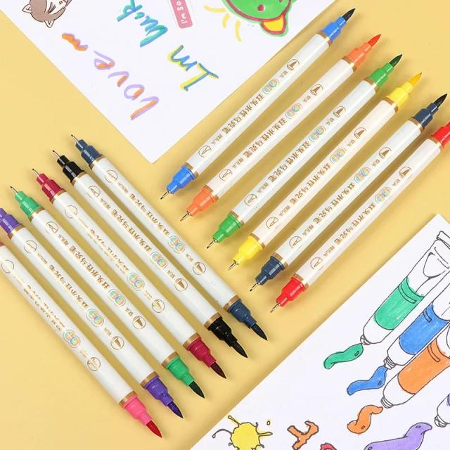 Marcadores Dual Tip Aquarela para Caligrafia e Desenho, Conjunto de 12 Cores para Pintura e Mangá