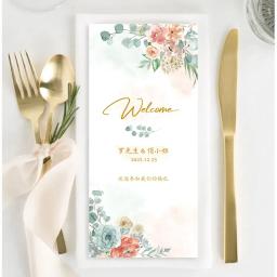 Aquarela Botânico Flor Padrão Imprimir Cartões, Festa de casamento personalizado menu, MR e MRS, Obrigado, Pessoal, 10Pcs - Image 6