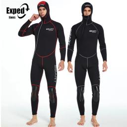 Fato completo de mergulho masculino, traje de uma peça, capuz com zíper frontal, mergulho, surfe, caiaque, canoagem, água fria, roupas molhadas, 3mm - Image 1