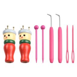 2-Piece Knitting Tool Set, Ferramentas De Costura, Carretel De Madeira, Tear Tecelagem Spool, Acessório Boneca Francesa - Image 5