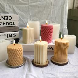 Diy cilindro forma geométrica vela molde de silicone artesanal fazendo cera soja scented velas artesanato ferramenta presentes decoração para casa - Image 1