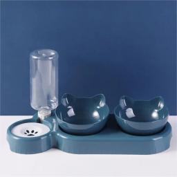 Alimentador automático para animais de estimação e distribuidor de água, Tigelas duplas para cães e gatos, Tigela de comida com carrinho levantado - Image 1
