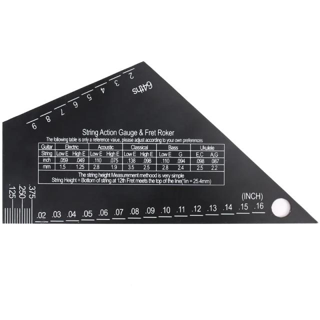 Corda de guitarra em aço inoxidável com Fret Rocker e régua de altura para nivelamento - Ferramenta essencial para luthiers