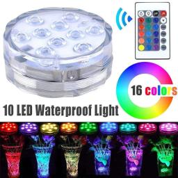 RGB luz submersível com controle remoto, lâmpada de noite subaquática, decoração de festa ao ar livre, lâmpada de piscina, 10 LED, IP68 - Image 2