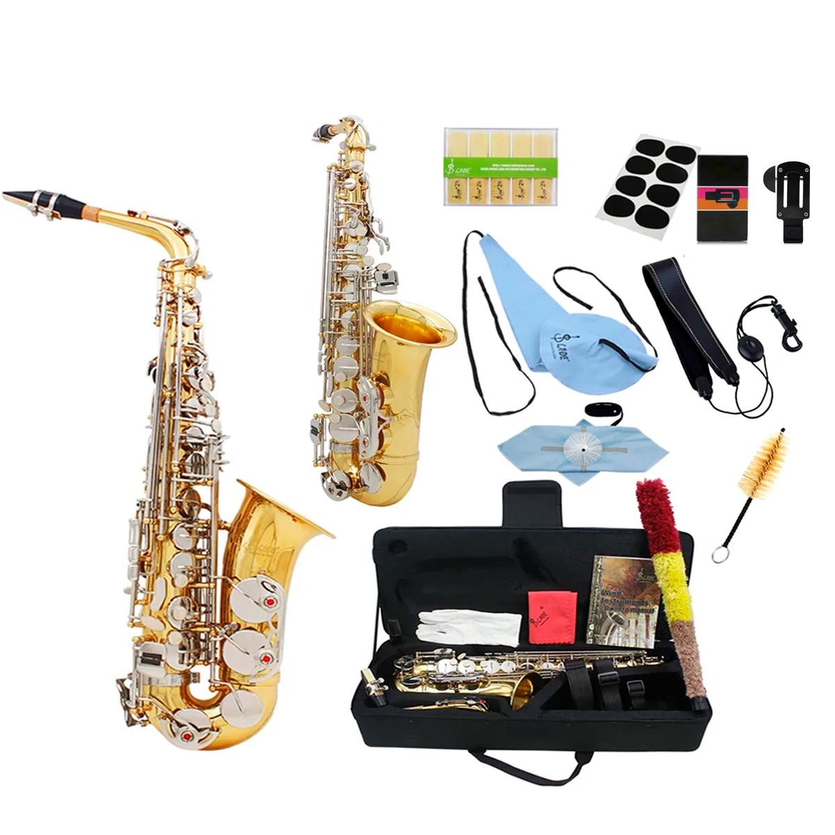 SLADE Eb Alto Saxofone Latão Profissional Saxofone Instrumento Musical Alto Sax com Palhetas Correias Almofada de Dentes Escova Acessórios - Image 1