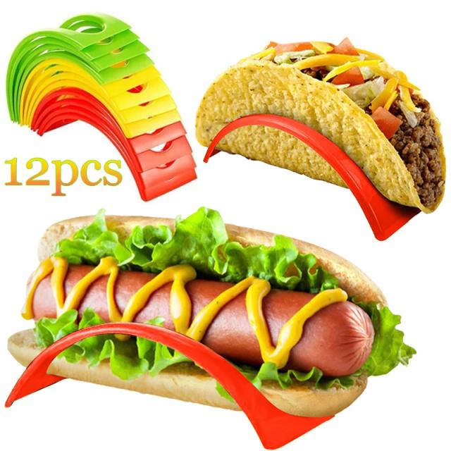 Suporte para Tacos e Tortilhas com 12 Peças, Ideal para Festas e Prático para Micro-ondas e Lava-louças