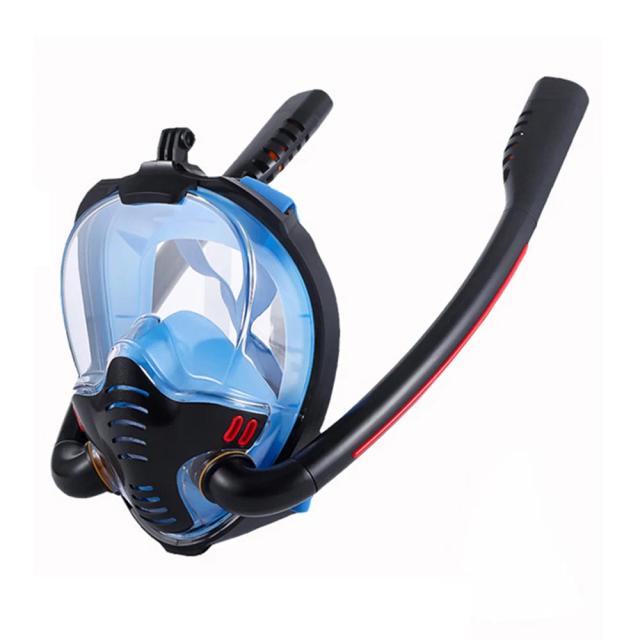 Máscara de Snorkeling Completa em Silicone com Tubo Duplo para Mergulho Seco - Óculos de Natação Respiráveis para Adultos e Atividades Aquáticas Exteriores