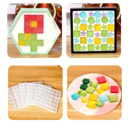 Quebra-cabeça criativo mosaico coaster diy remendo molde de silicone redondo quadrado estrela alfabeto faimimy crianças jogo arte acessórios remendo molde - Image 2