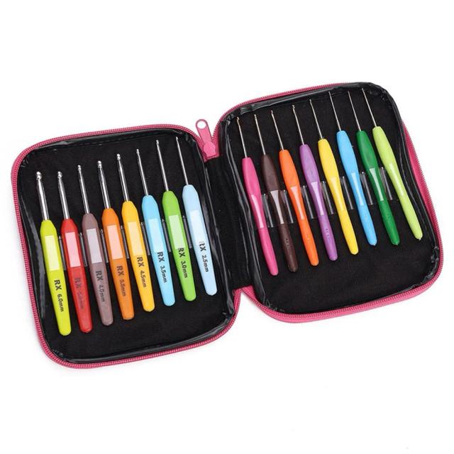 Kit Completo de Ganchos de Crochê com Saco de Armazenamento e Agulhas Macias para DIY e Tecelagem