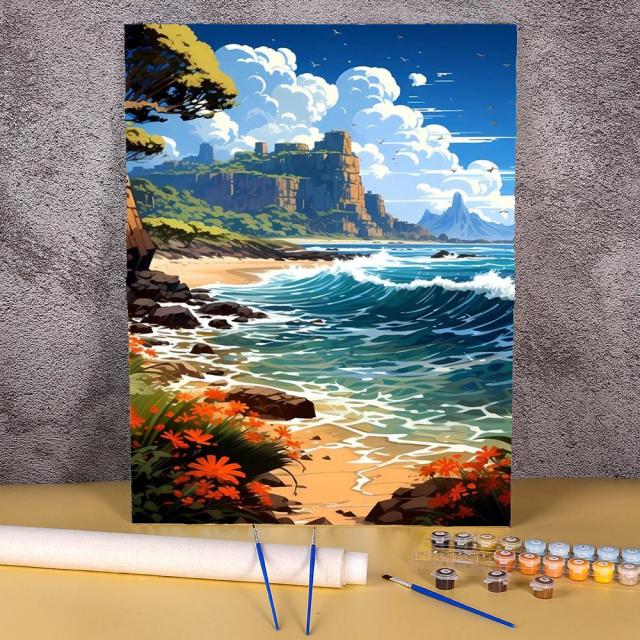 Kits DIY de Bordados para Decoração de Casa com Ponto Cruz e Conjuntos Artesanais - Presente Criativo de Seascape em 11CT e 14CT