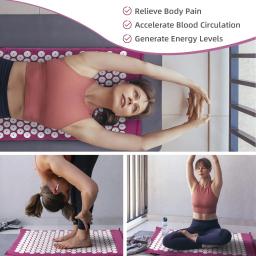 Tapete de acupressão sensi massagem esteira travesseiro conjunto aplicador para pescoço pé yoga esteira com agulha volta almofada - Image 5