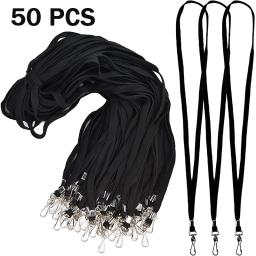 Corda de segurança do pescoço para o titular do cartão, crachá Keychain, ID Card Lanyards, preto, azul, vermelho, 50 pcs - Image 1