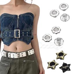 100 pçs ilhós de metal anéis kit instalador de perfuração para artesanato de couro scrapbook roupas sapatos acessório de costura estrela flor - Image 6