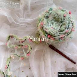 Fio De Tricô De Mão De Série De Jardim, Linha De Flor Verde, Crochet Artesanal, Agulha, Saco De Tecido, Laço De Cabelo, Decoração De Presente, 50g - Image 2