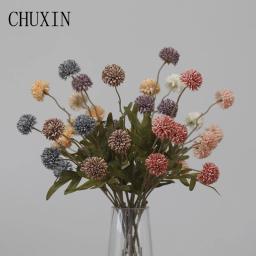 Artificial Dandelion Flores para Home Decor, pompom, Thorn Ball Bouquet, arranjo floral, adereços ornamento, festa de casamento, 5 cabeças, C6117 - Image 1