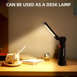 Recarregável Camping Lanterna LED, Luz de trabalho com ímã e gancho, IP64 impermeável, 5 modos de iluminação, Adequado para trabalho noturno - Image 5