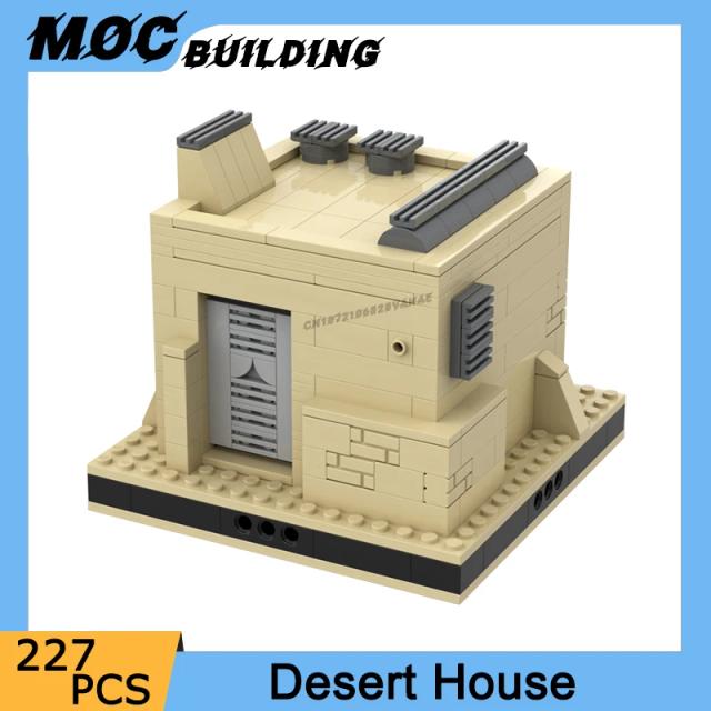 MOC Maquete Modular: Casa no Deserto e Pub de Filme, Blocos de Montagem DIY para Brinquedos Criativos e Coleção de Presentes