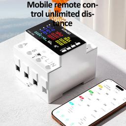 Medidor de energia de energia wi-fi tuya, monitor ac ac 85-290v 80a, 3 fases, 4 fios, trilho din, protetor contra sobretensão, medidor de eletricidade - Image 4