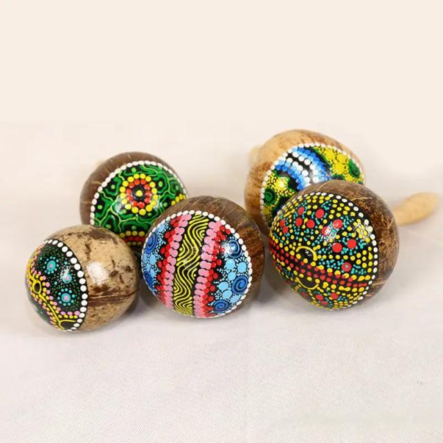 Instrumento Musical Educacional para Crianças: Casca de Coco, Areia, Martelo, Rumba, Abanador e Chocalho para Jogos de Percussão.
