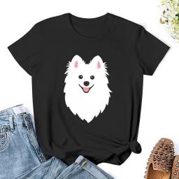 T-shirt japonesa do Aqua do cão do Spitz, camisa impressa animal fêmea para meninas, moda coreana, roupas engraçadas para mulheres - Image 5