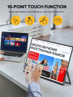 Monitor portátil UPERFECT Tela sensível ao toque de 18,5 polegadas 120 Hz com suporte ajustável VESA e 180 ° Ultrafino e leve UHD FreeSync IPS HDR Tela de jogos USB C Segundo monitor de viagem para laptop PC Mac Switch - Image 3