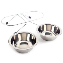 Cão tigela de aço inoxidável cão de estimação gato duplo tigelas suporte de ferro comida comida de água pratos alimentador suprimentos para animais de estimação tigela cão dogfood - Image 4