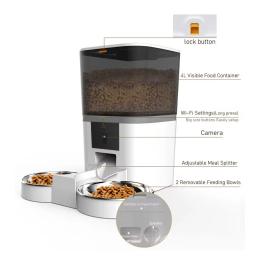 Automatic Smart Pet Alimentador para Pequenos Animais, Cat e Dog Food Dispenser, Gravação de Voz, Food Bowl, Câmera, 4L - Image 4
