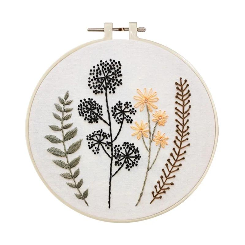 Bordados Starter Kit para iniciantes, ponto cruz, ferramentas de bordado, conjunto redondo, artesanato de costura, gato, flor, grama, bricolage, 30cm - Image 1
