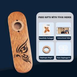 Portátil mogno madeira Kazoo flauta para iniciantes, instrumentos musicais, guitarra ukulele, piano, madeira, presente para iniciantes - Image 2