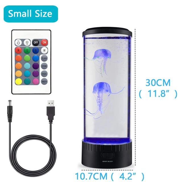 Luminária de Água-Viva com Controle Remoto: Luzes LED Coloridas para Tanque de Aquário, Presente Relaxante para Aniversário com Carregamento USB