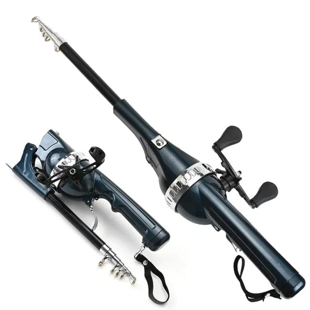 Vara de Pesca Telescópica Dobrável Portátil para Carpa com Carretel Integrado e Linha de 134cm