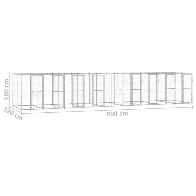 Canil Espaçoso para Cães ao Ar Livre em Aço Galvanizado (110-1320)x220x180 cm - Disponível em Tamanhos S, M e L